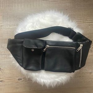 Black Leather Fanny Pack